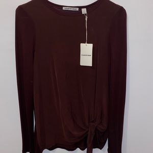 COUNTRYROAD burgundy silk knot tee long sleeve